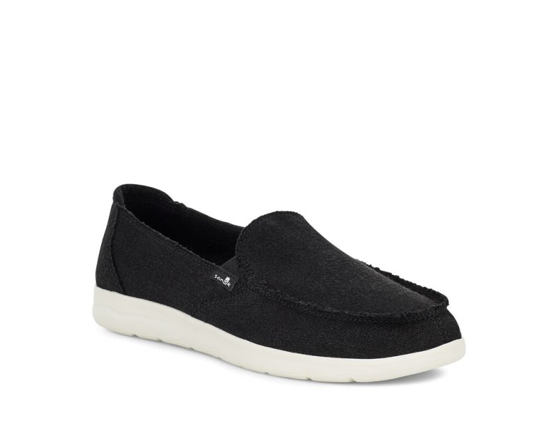 Sanuk Donna Lite Tx Canvas Slip On Women's Sidewalk Surfers Black | Canada 148XYU